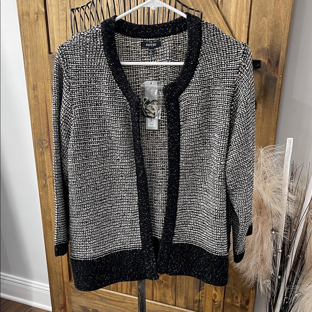 Apt. 9 Women's BIRCH Blk Cropped Sweater Jacket Size 1X NWT
